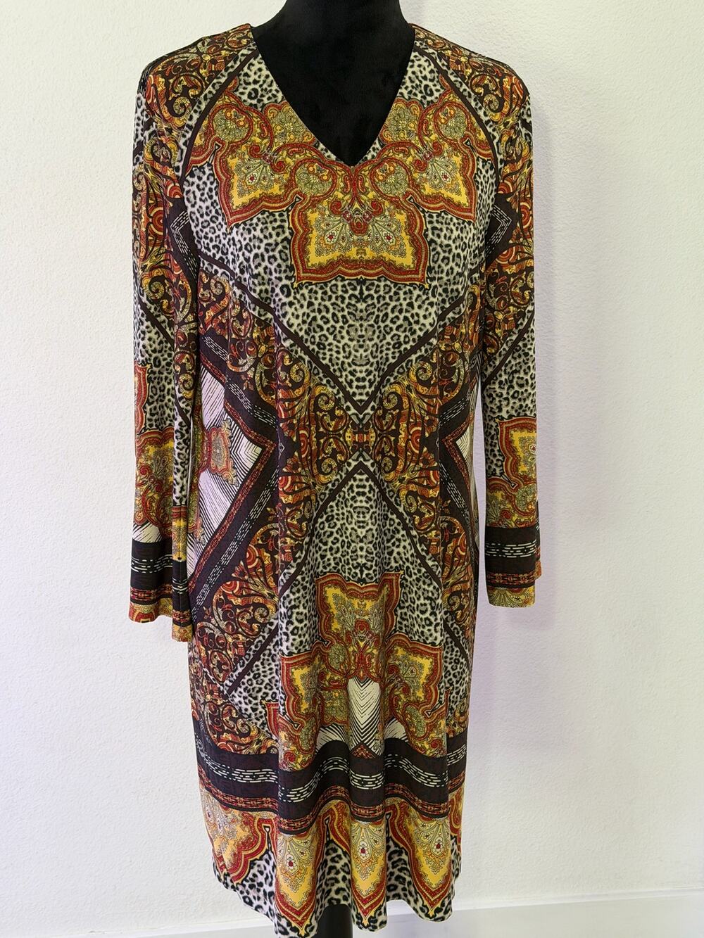 Chico Leopard Flortaly Print Spandex A-Line Stretchy Dress S-12